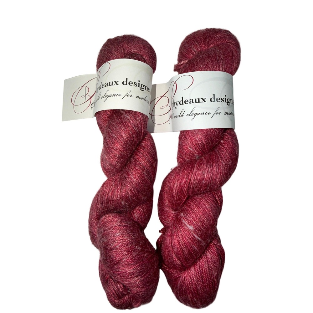 Phydeaux Designs Aegypte Yarn 2 Skeins Red Roses Alpaca Silk Linen Fingering